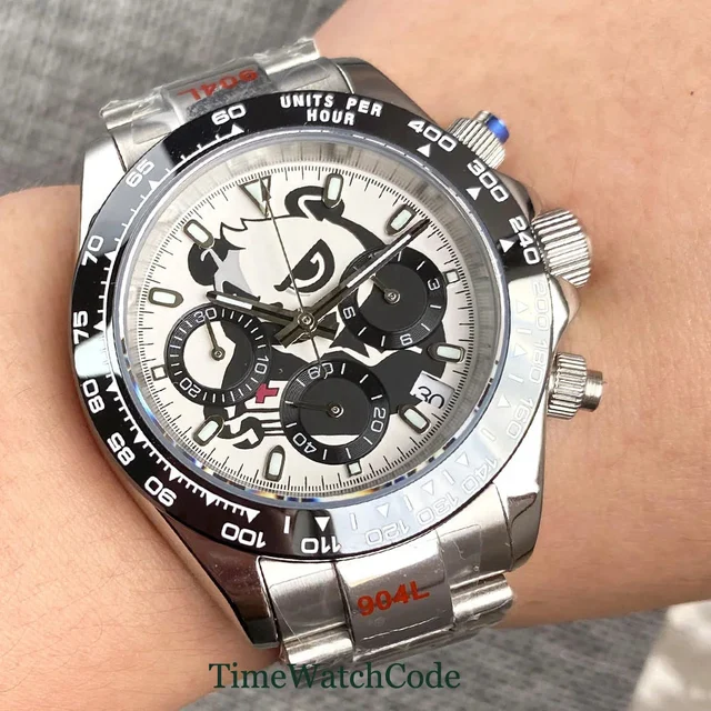 Tandorio Quartz VK63 Chronograph Panda Crocodile Fashion TD309 3Bar 14:201447598#Crocodile