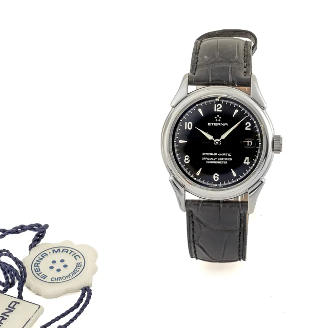 Eterna Watch Ref. 8423.41, self-winding, centre-seconds, date, black dial; “Eterna·Matic” 
