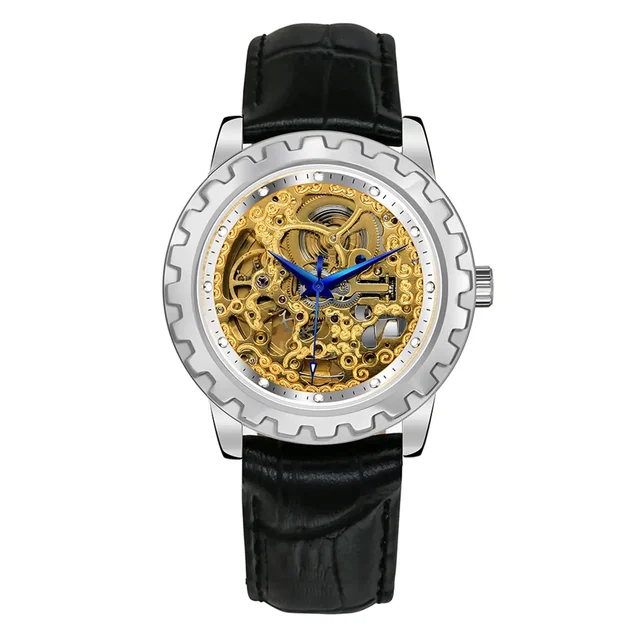 BERNY Men Automatic Skeleton Gold Watch-AM7018M AM7018M-G kol saati