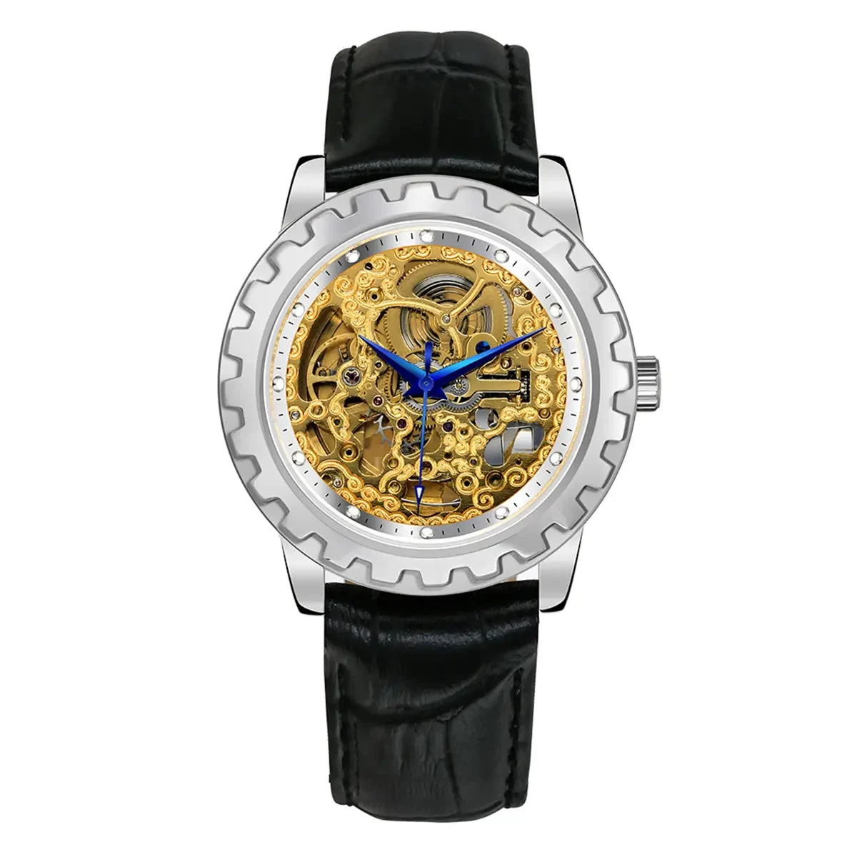 BERNY Men Automatic Skeleton Gold Watch-AM7018M AM7018M-G kol saati