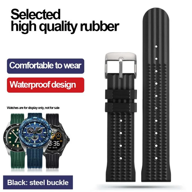 Cronos Watch Store Soft Waffle Rubber Dive Strap 38934375-green-20mm kol saati