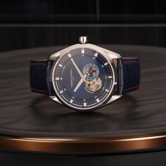 Élan Vista Automatic – Stainless Steel Silver with Dark Blue Leather Strap CF.1029.LD kol