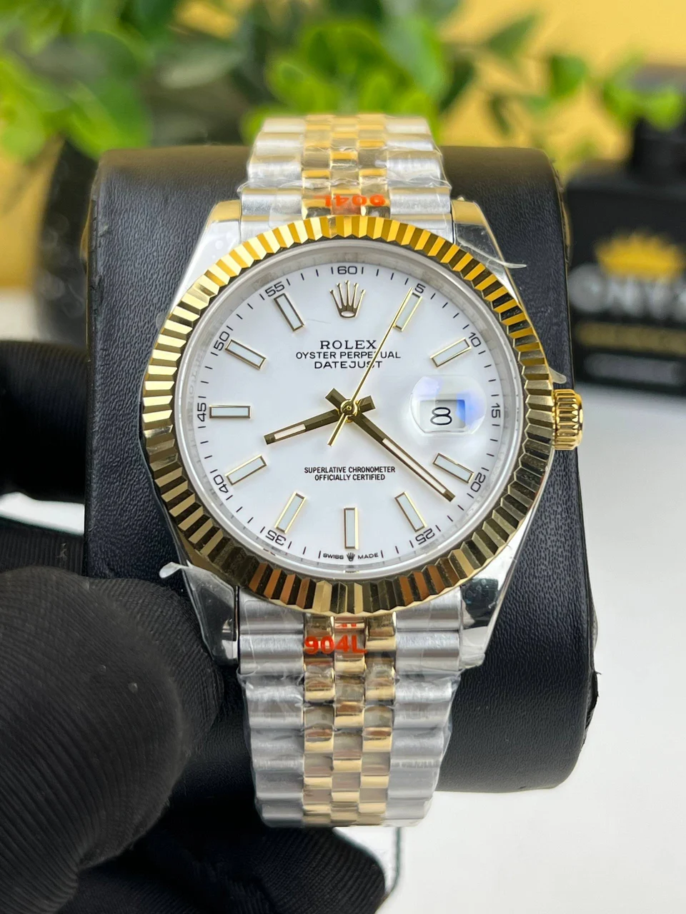 Rolex Date just Half Gold White Dial Jubilee 41mm 41 mm kol saati