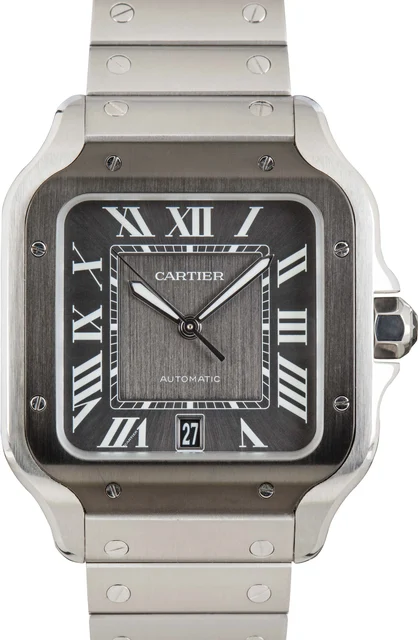 Cartier Santos De Large Model Grey Dial WSSA0037 kol saati