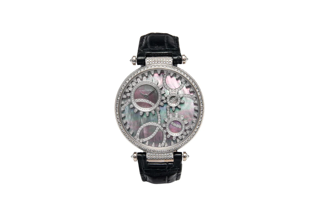 Cartier CARTIER REF. 3416, LIBRE TEMPS MODERNE DE CARTIER 18K WHITE GOLD, MOTHER OF PEARL AND DIAMOND kol saati