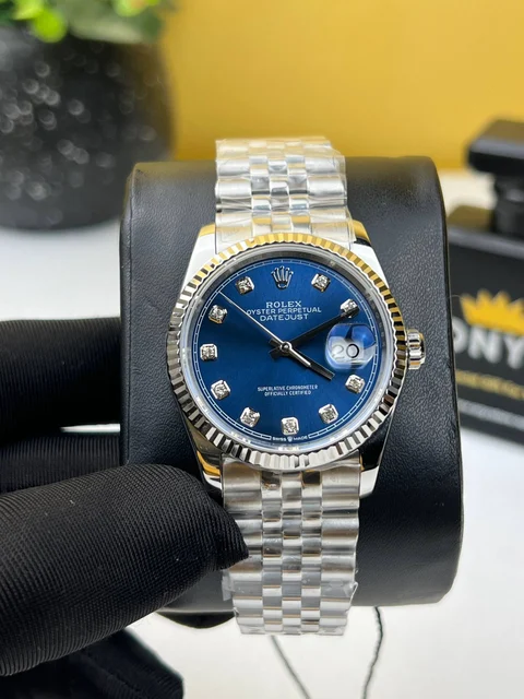Rolex Date just Blue Diamond Dial 36mm – Automatic Movement kol saati