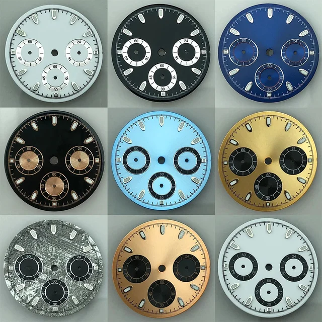 Tandorio Sterile VK63 Dial Luminous Black Withe Gray Blue Gold Orange quartz Chronograph M