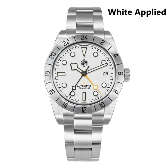 San Martin GMT Watch 圣马丁-SN0054E-1 - 白面-字钉圆点刻度-钢带 kol saati