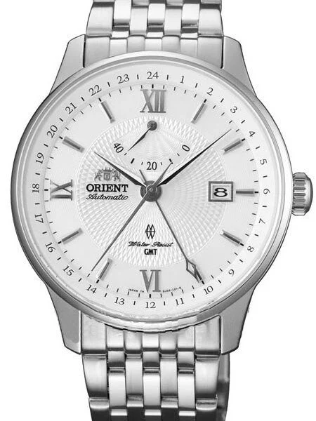 Orient Constellation Automatic GMT Watch with Power Reserve Meter and Sapphire Crystal #DJ02003W SDJ02003W 45 mm kol saati