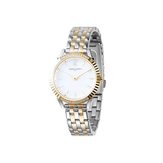 PIGALLE WOMENS Pigalle Simplicity Two Tone Gold and Steel Watch with Crystals and Mother o