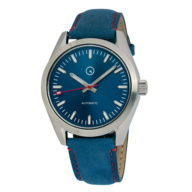Islander Automatic Watch with Sunburst Blue Dial and Red Accents #ISL-134 kol saati