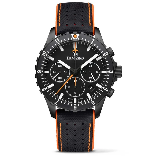 Damasko Black DLC 42mm Chronograph with a Stopwatch and a 12-hour Totalizer #DC86 DC86BK-O