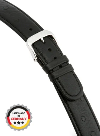 RIOS Grained Leather Durban - Black - Ostrich Grained 4813/RI kol saati