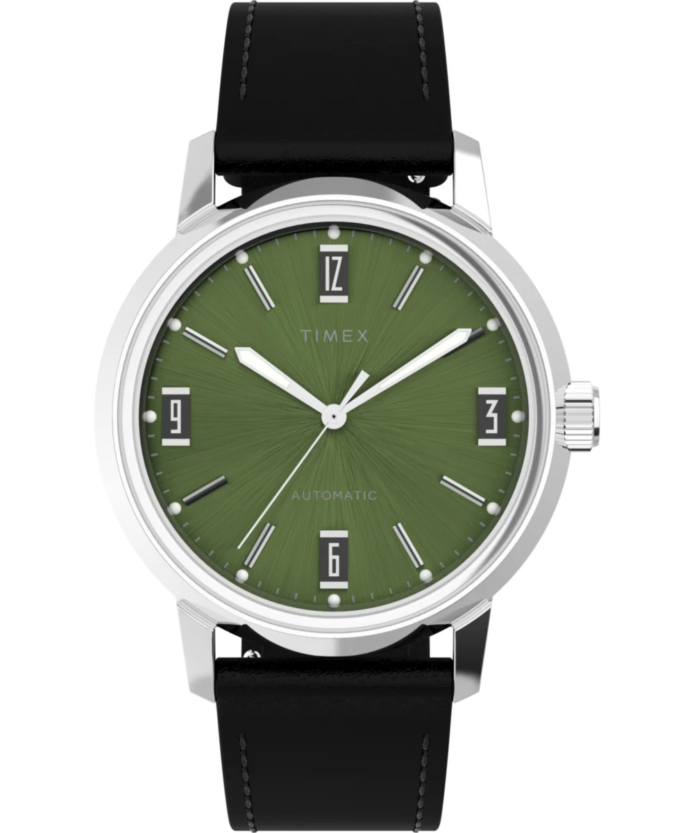 Timex Marlin® Automatic 40mm Leather Strap Watch TW2V44600 40 mm kol saati