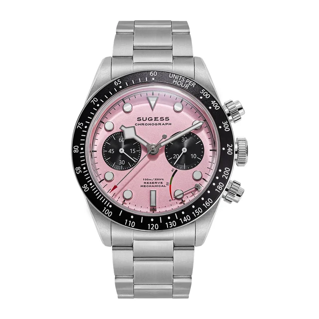 Sugess Chrono Heritage S457 Chronograph Power Reserve Pink Panda Di kol saati