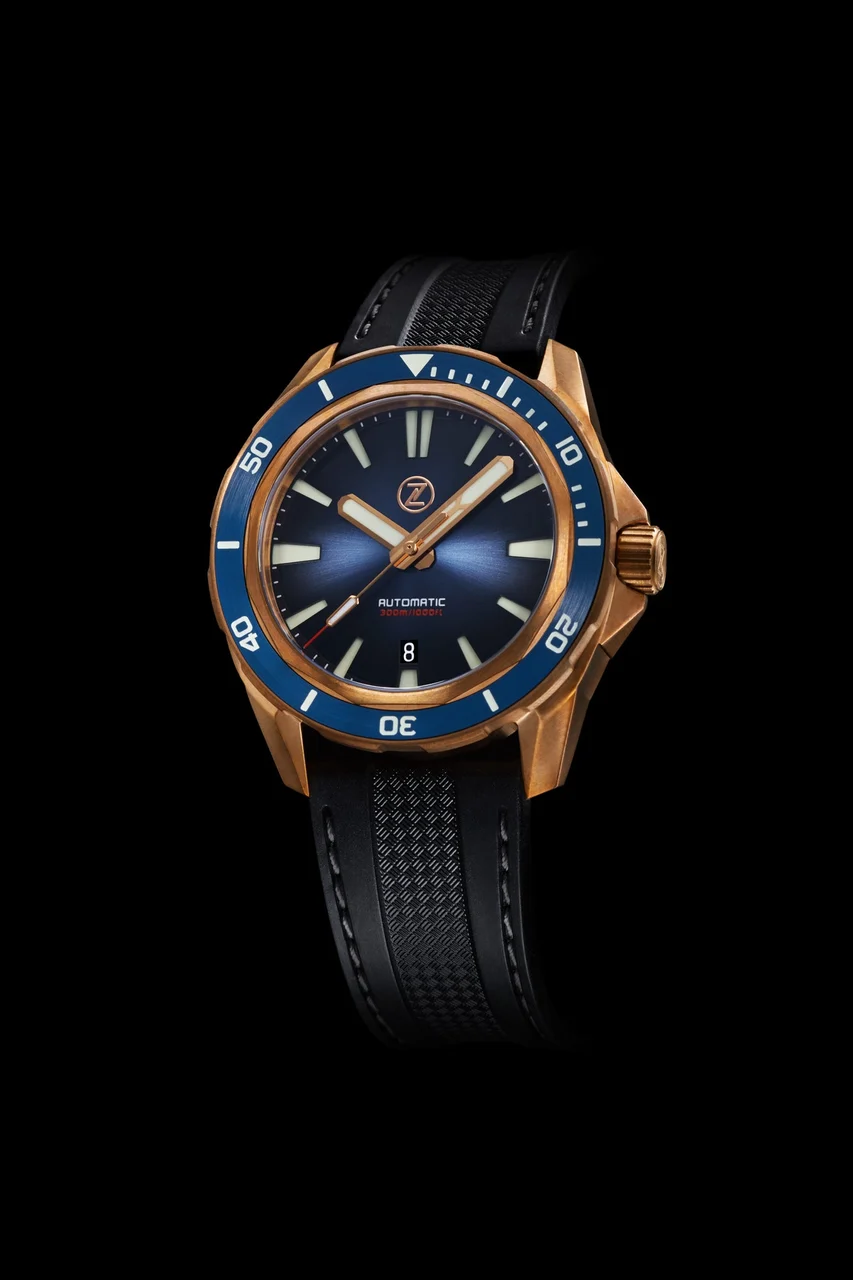 Zelos Swordfish Bronze 300m Diver ETA 2892 'Cobalt Blue' 22 mm kol saati