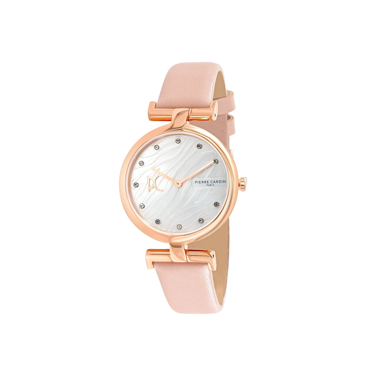 MADELEINE Patterned Dial Rose Gold Watch with Leather Strap CMD.3550 34 mm kol saati