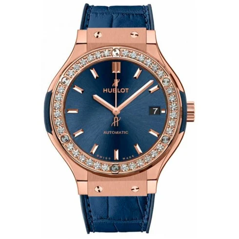 Hublot Classic Fusion King Gold Blue Diamonds 565.OX.7180.LR.1204 kol saati