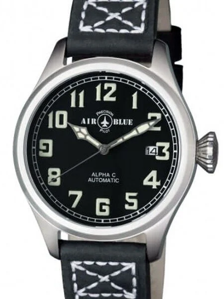 Air Blue Alpha-C Automatic Pilot Watch with 41mm Case, Sapphire Crystal #ALPHACSS41 41 mm kol saati