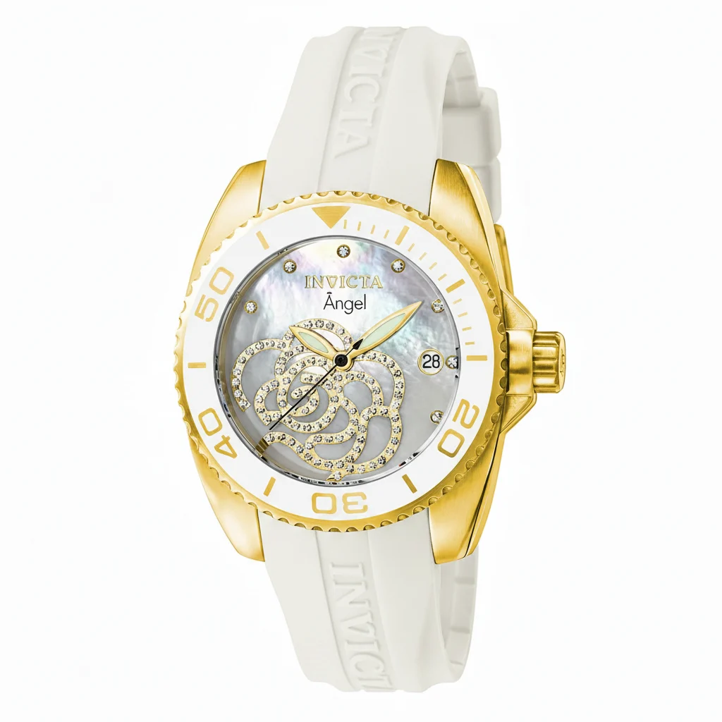 Invicta Angel Watch w/ Mother of Pearl Dial - 38mm, White (0488) 38 mm kol saati