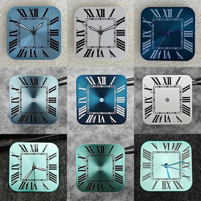 Tandorio Square NH35 Watch Dial Set NH35 Roman Numeral Santos+ Watch Needle New Square Wat