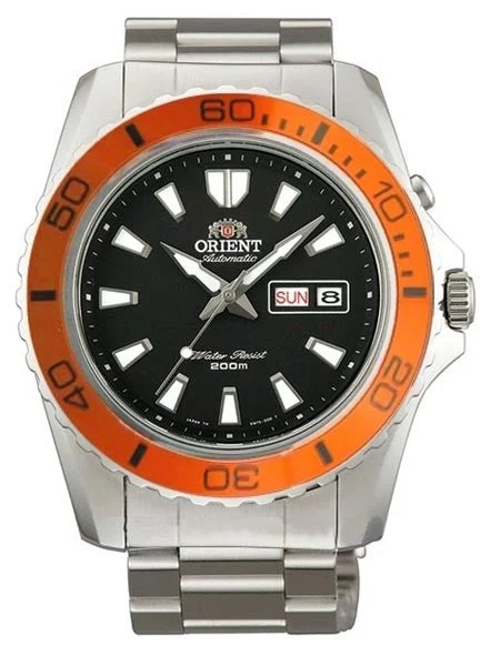 Orient Automatic Dive Watch with Orange Bezel #CEM75004B CEM75004BM 46 mm kol saati