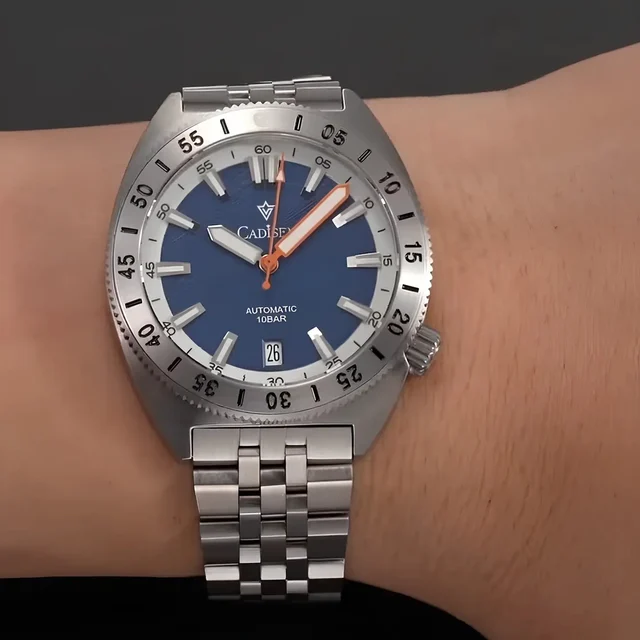 Tandorio Watches Cadisen C8231 Diver Watch Meteorite Dial 38.5MM 10Bar Miyota 8215 Automat