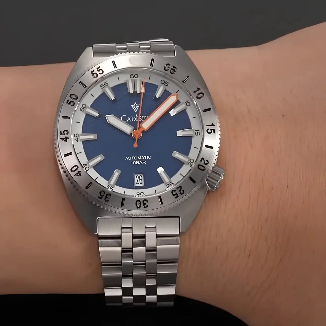 Tandorio Watches Cadisen C8231 Diver Watch Meteorite Dial 38.5MM 10Bar Miyota 8215 Automatic AR Sapphire blue222 38.5 mm kol saati