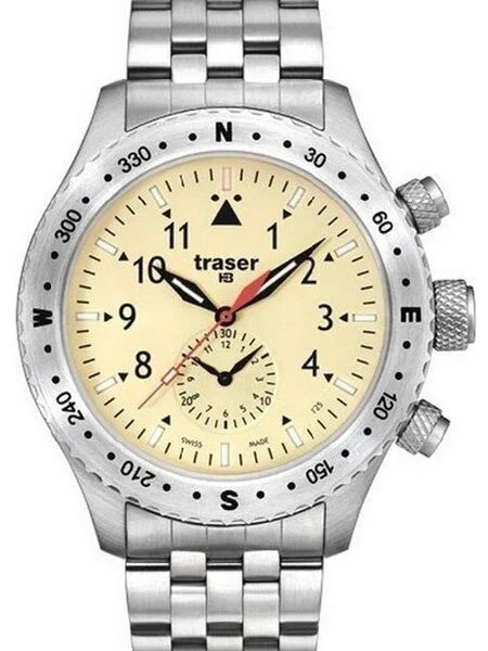 Traser Jungmann Aviator Chronograph Watch with Sapphire Crystal, 12-hour Totalizer #100372 46 mm kol saati