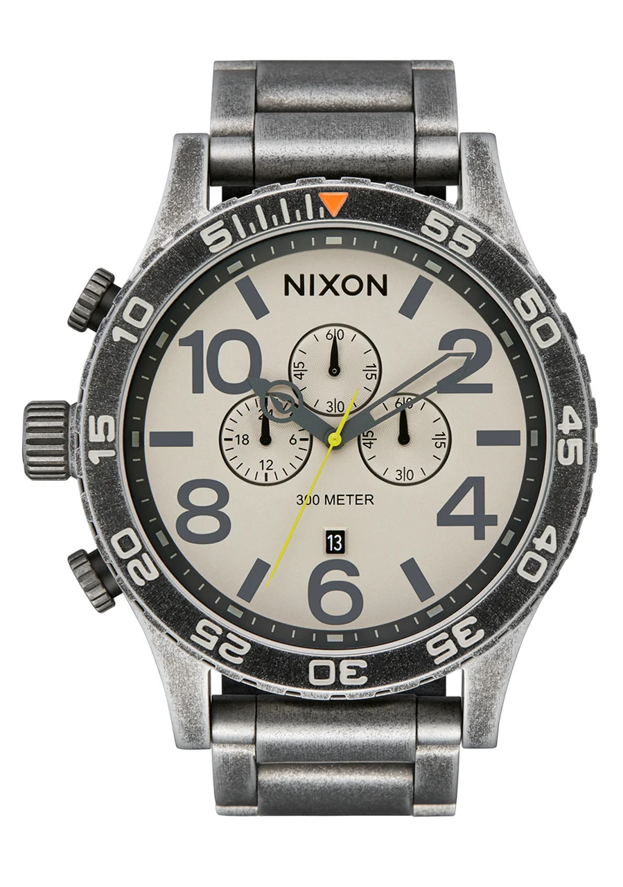 Nixon US Chrono - Antique Silver / Pumice A1389-5373-00 51 mm kol saati