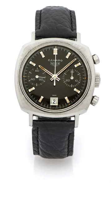 Heuer Camaro HEUER CAMARO REF. 7843 CHRONOGRAPH STEEL A fine and rare manual-winding stain