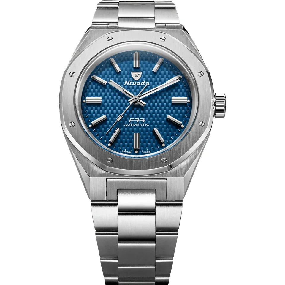Nivada Grenchen Blue No Date 68041A77B 41 mm kol saati