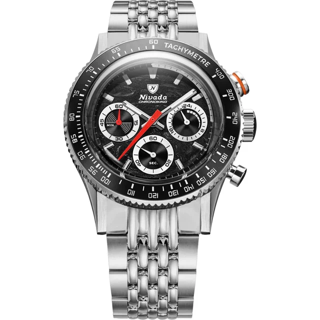 Nivada Grenchen Chronoking Mecaquartz Racing Black On Beads Of Rice Bracelet 87048Q04 kol