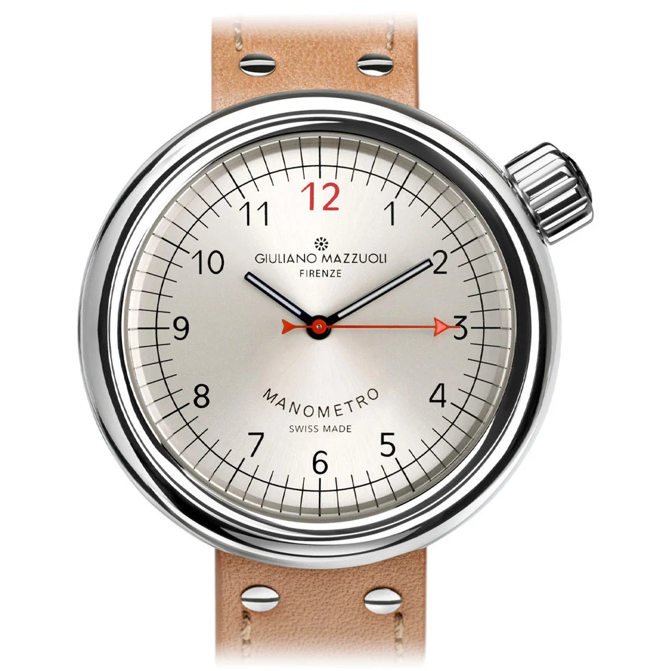 Giuliano Mazzuoli Manometro Polished Silver MRP07N kol saati