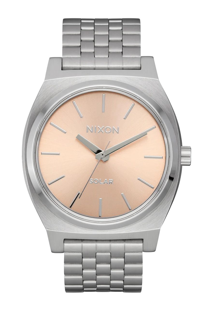Nixon US Time Teller Solar - Silver / Salmon A1369-5332-00 40 mm kol saati