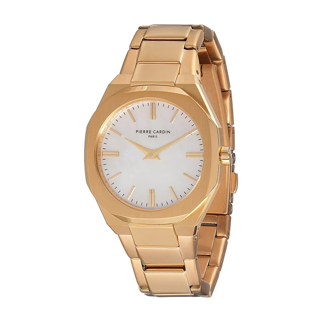 Elysee Maison 8 Chrysanthème ’ Watch - Gold Case, White Mother of Pearl Dial Look with Gol