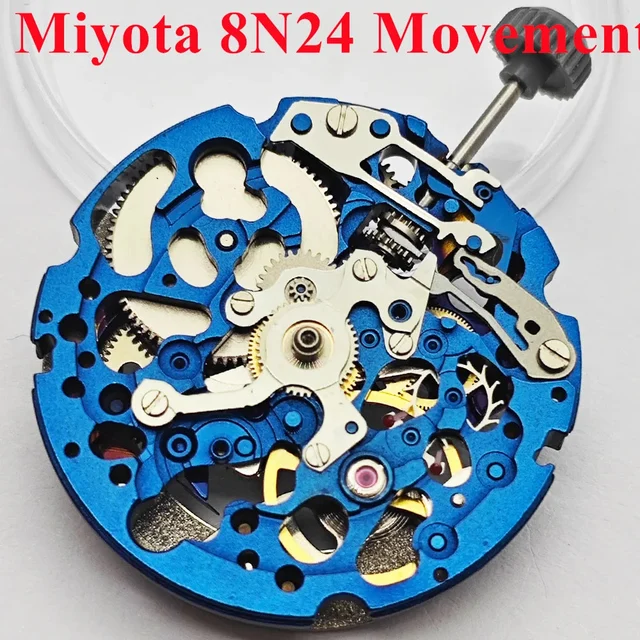 Tandorio Miyota 8N24 Automatic Mechanical Movement 21600 BHP Watch Movement 21 Jewels Skel