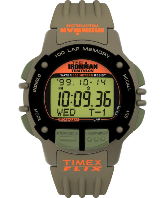 Timex Huckberry x ® IRONMAN® Flix 100 Lap 42mm Resin Strap Watch TW5M68700 kol saati