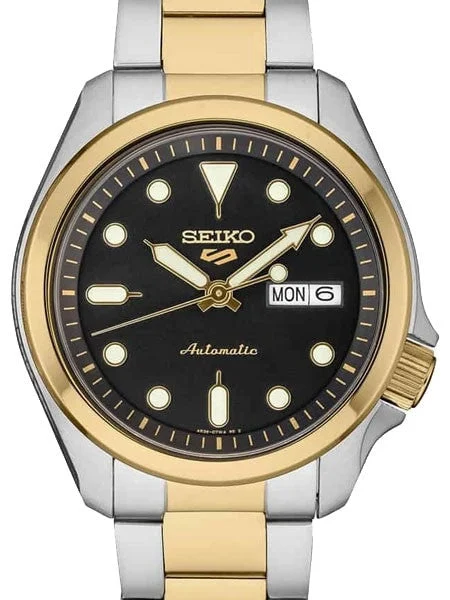 Seiko Sports 24-Jewel Automatic Watch with Black Dial and Two-Tone Bracelet #SRPE60 kol sa