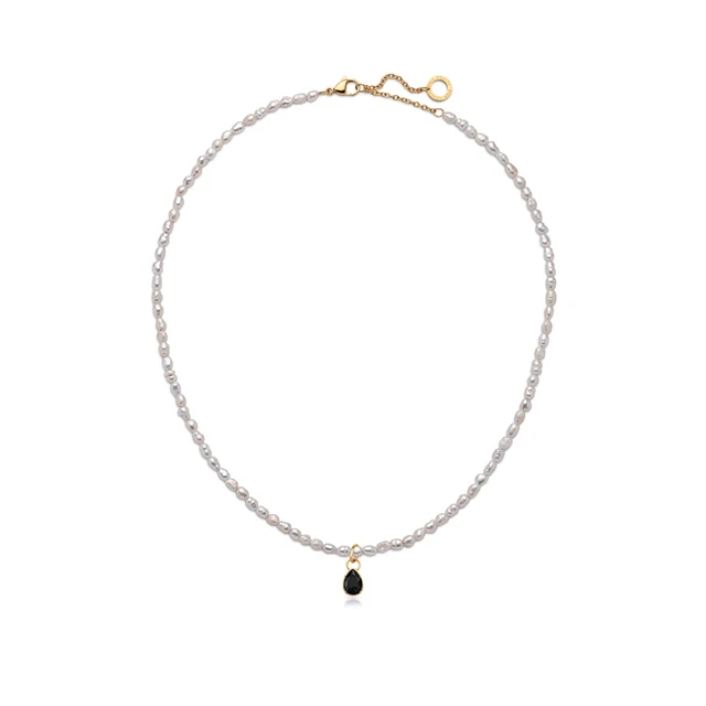 Default Set Black Stone Charm und Halskette Gold PH-JE-1380 kol saati