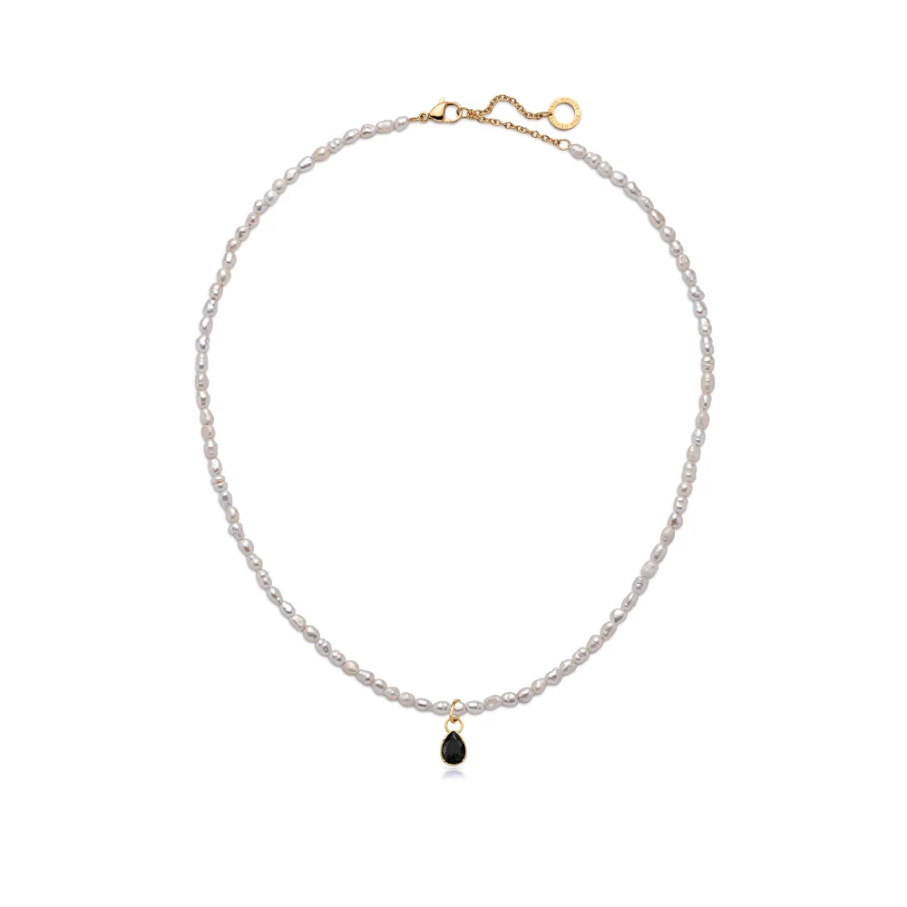 Default Set Black Stone Charm und Halskette Gold PH-JE-1380 kol saati