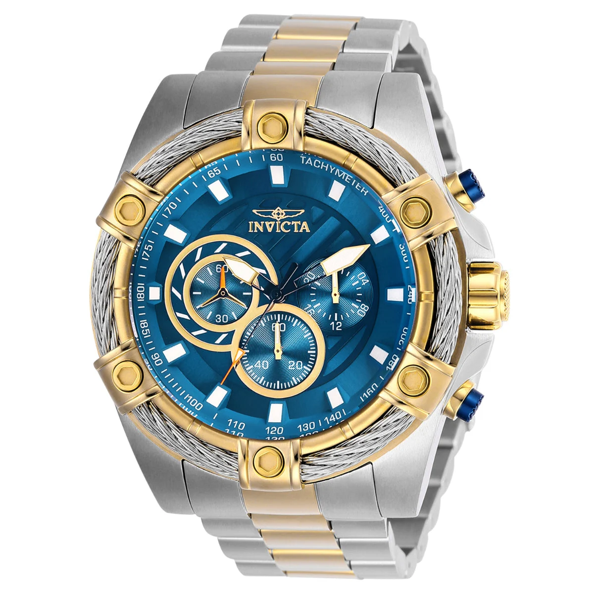 Invicta Bolt Ace Watch - 52mm. Steel. Gold (25522) 52 mm kol saati