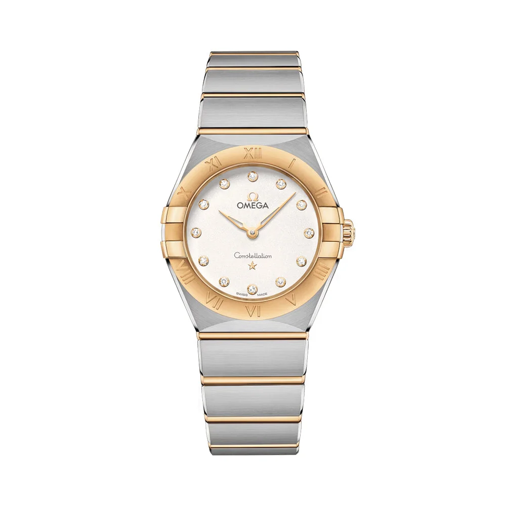 OMEGA Constellation Quartz Yellow Gold and Steel 28mm - White on Bracelet O13120286052002 28 mm kol saati