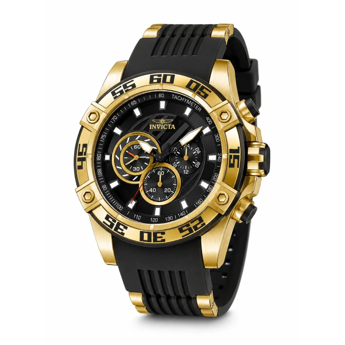 Invicta Speedway Impulse Watch - 52mm, Black, Gold (51012) 52 mm kol saati