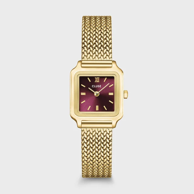 CLUSE Gracieuse Mini Watch Mesh, Dark Cherry, Gold Colour CW15510 kol saati