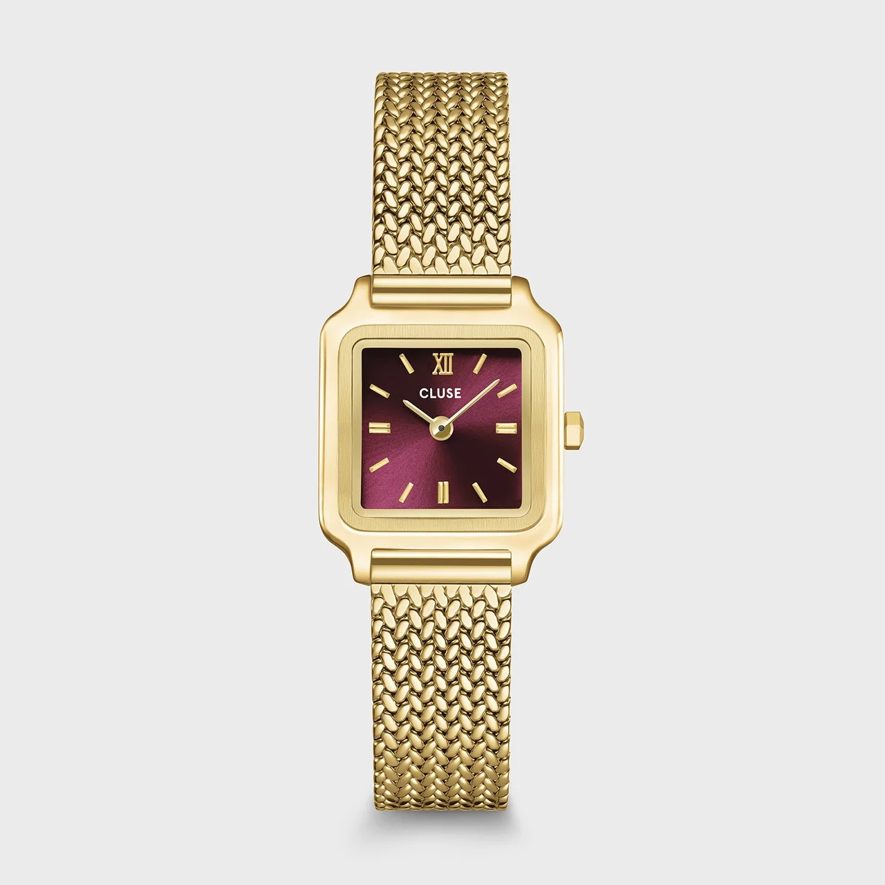 CLUSE Gracieuse Mini Watch Mesh, Dark Cherry, Gold Colour CW15510 kol saati