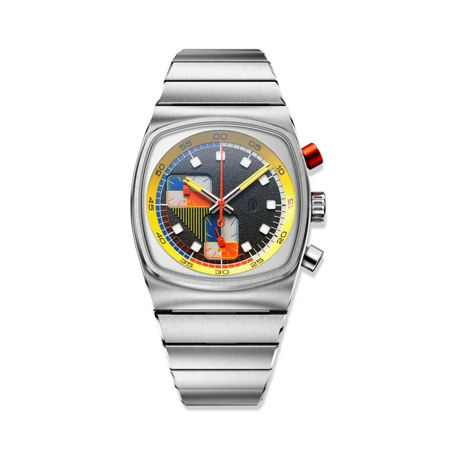 Brew Watches Super Metric - Lumina Yellow Chronograph Watch MTRC-YLLW-BLK kol saati