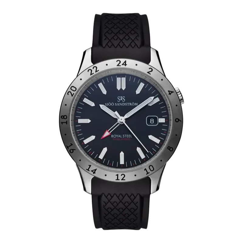 Sjöö Sandström Royal Steel Worldtimer SS-1836-WT-Black 41 mm kol saati