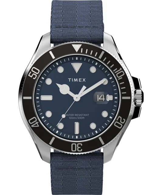 Timex Harborside Coast 44mm Recycled Fabric Strap Watch TW2W62700 kol saati