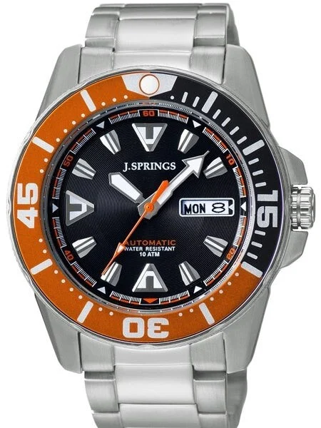 J. Springs Automatic 21-Jewel Sport Dive Watch with Day and Date, Black Dial #BEB078 43 mm kol saati